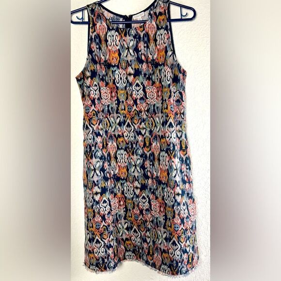 Garnet Hill Linen Dress Fringe Hem A-line Midi Dress - Picture 2 of 8